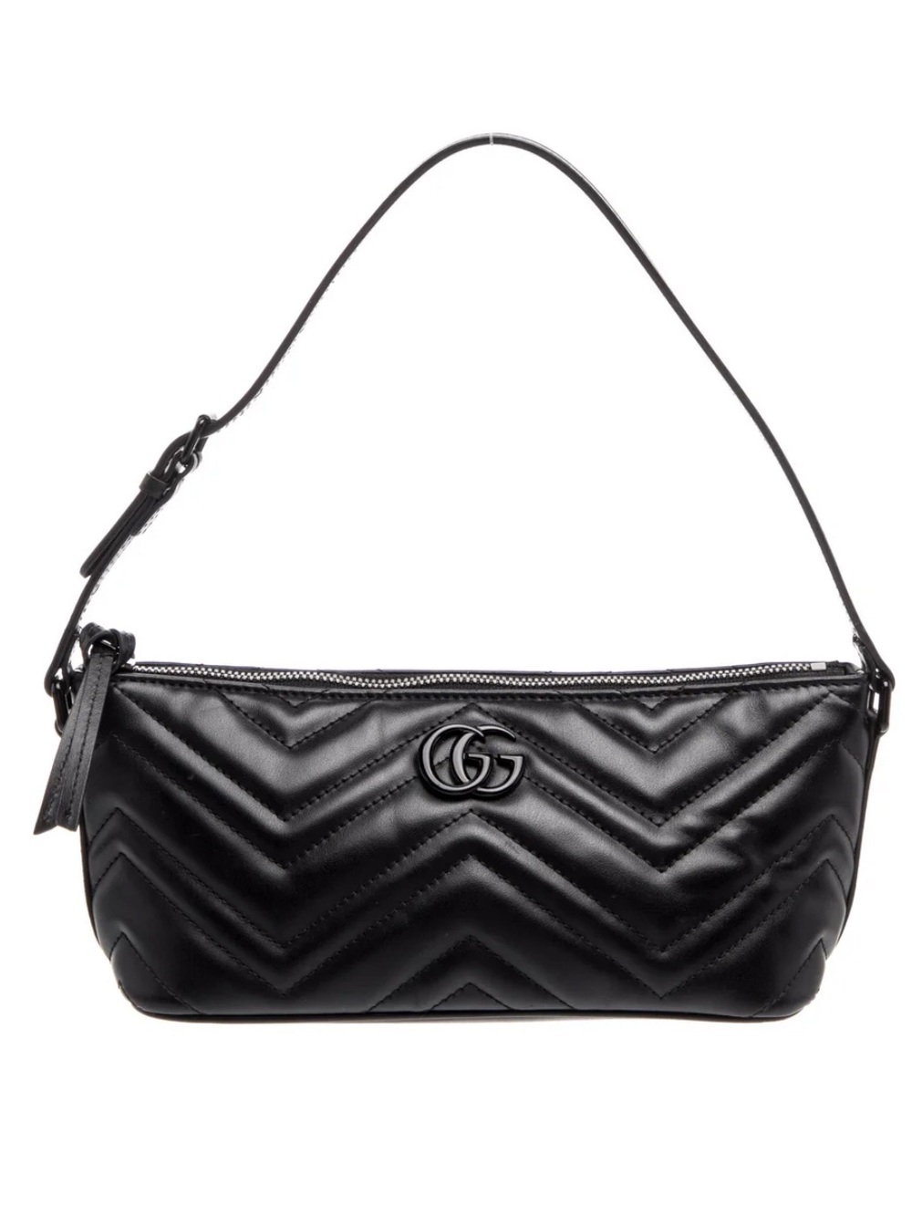 Gucci Marmont Black Quilted Leather Matelassé Double GG Shoulder Sling Bag